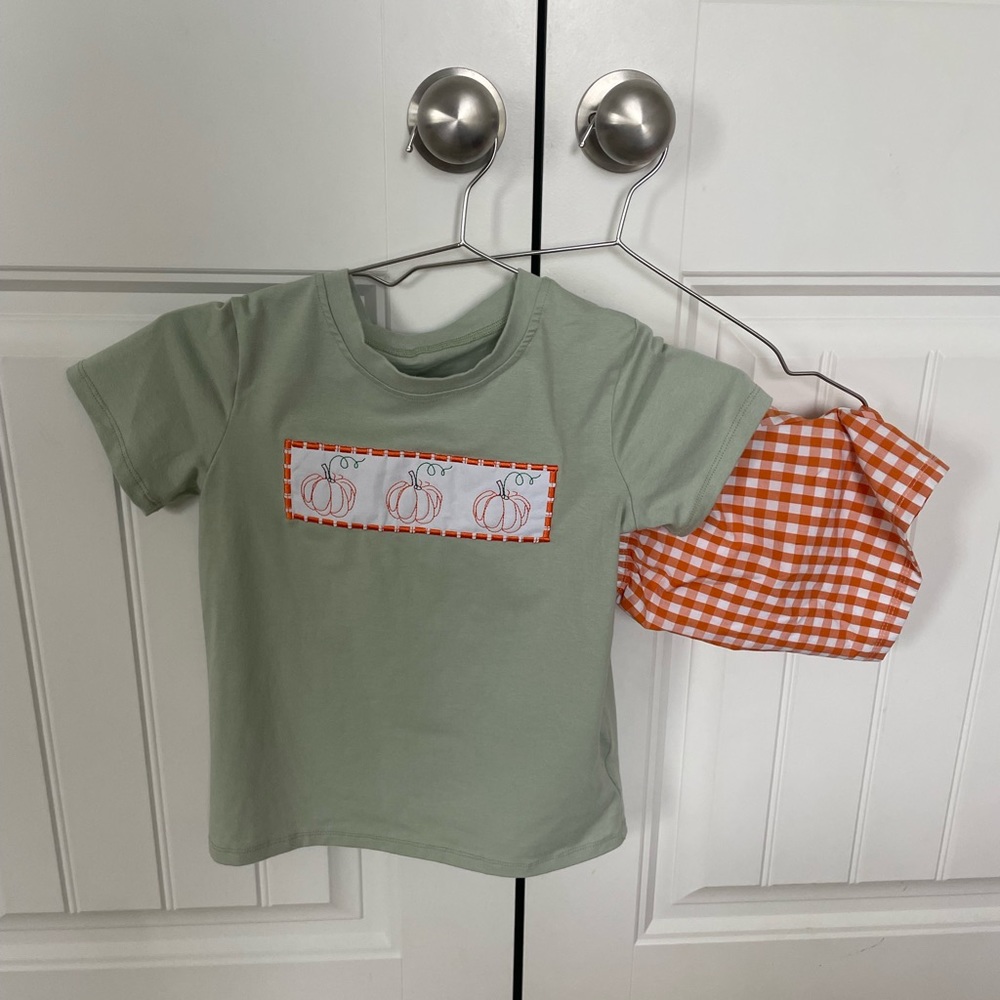 Boys Pumpkin appliqué set